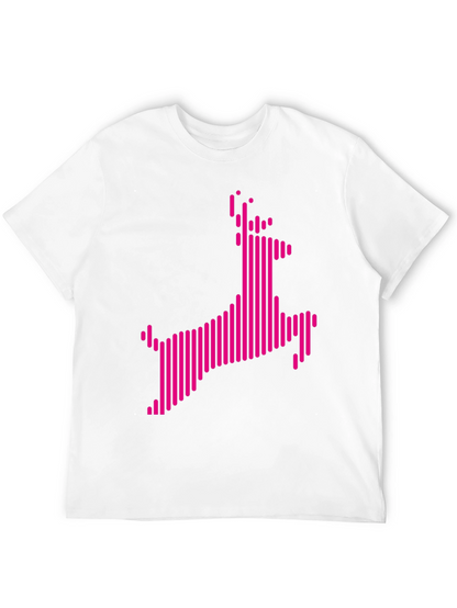 Abstract Pink Deer Graphic Black T-Shirt