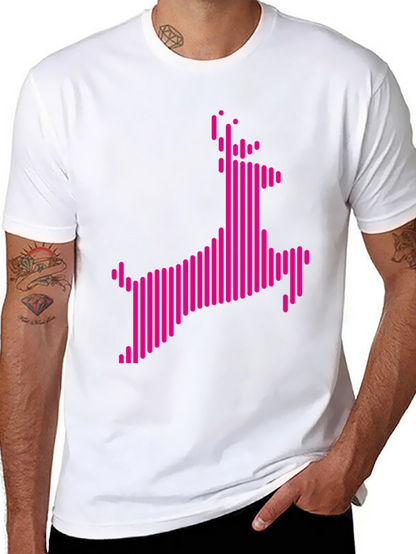 Abstract Pink Deer Graphic Black T-Shirt