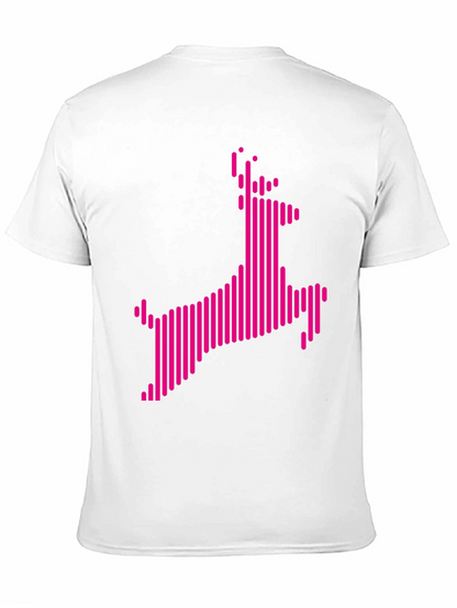 Abstract Pink Deer Graphic Black T-Shirt