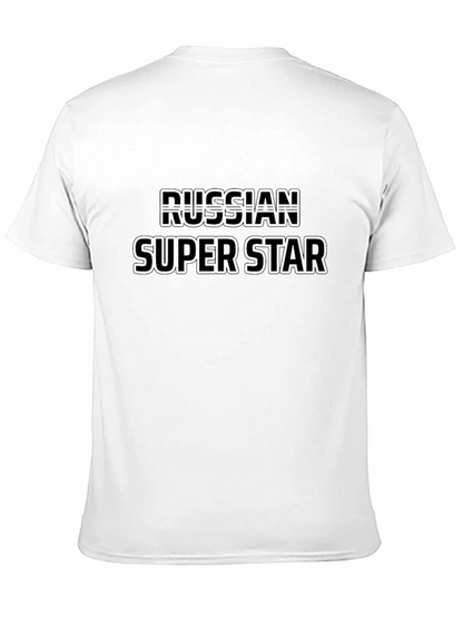 Russian Super Star Black Graphic T-Shirt