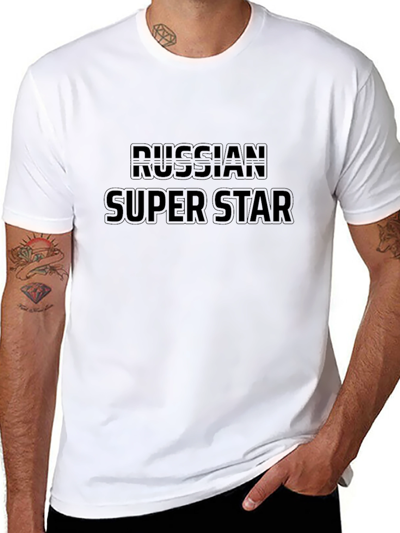 Russian Super Star Black Graphic T-Shirt