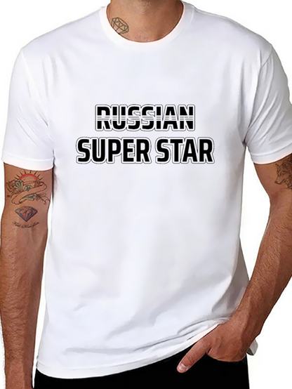 Russian Super Star Black Graphic T-Shirt