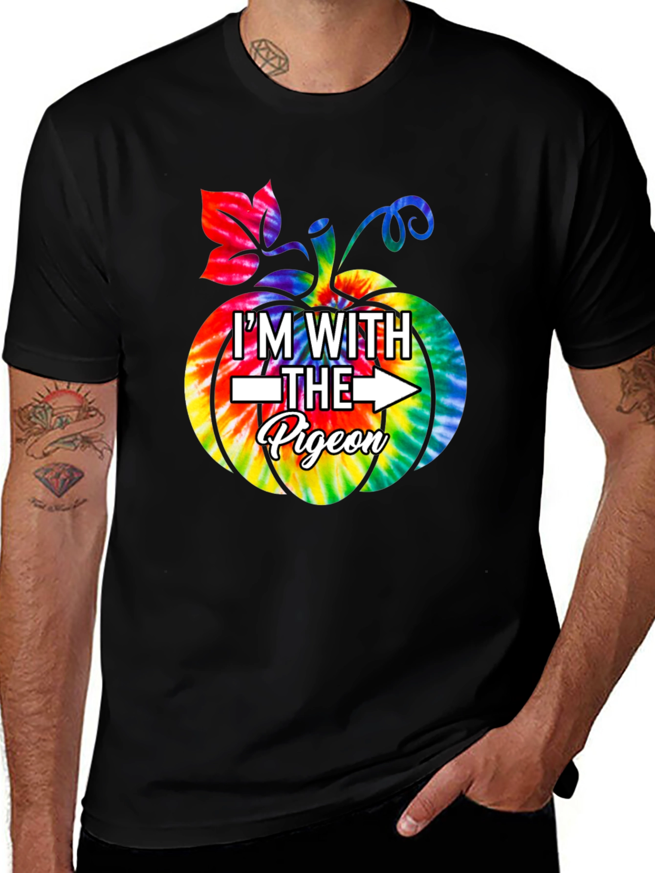 Im With The Pigeon Tie Dye Pumpkin T-Shirt