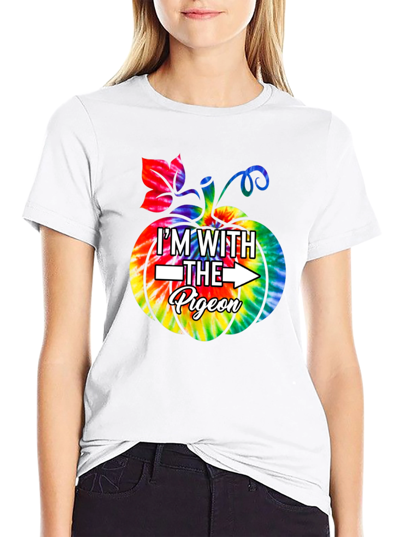 Im With The Pigeon Tie Dye Pumpkin T-Shirt