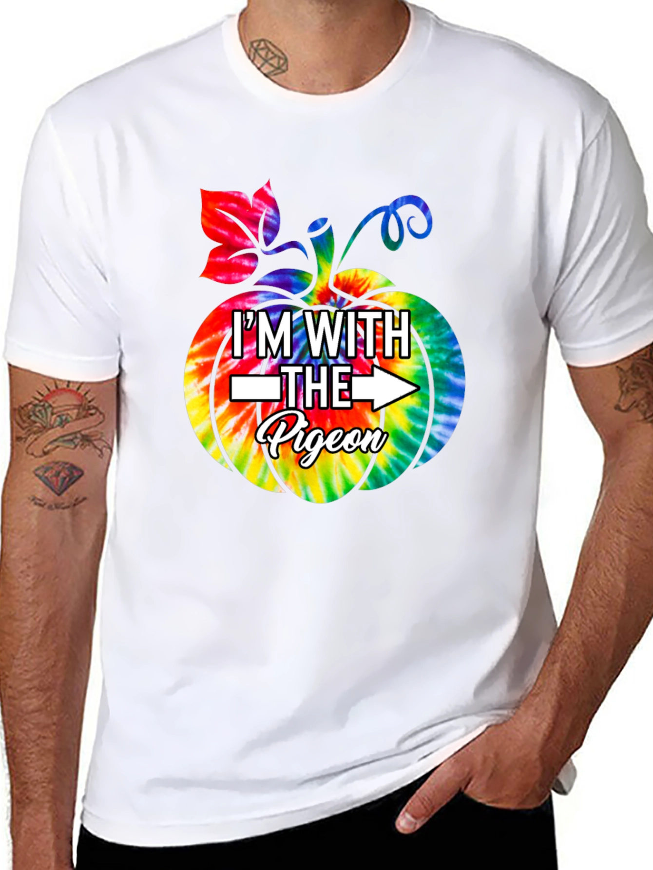 Im With The Pigeon Tie Dye Pumpkin T-Shirt