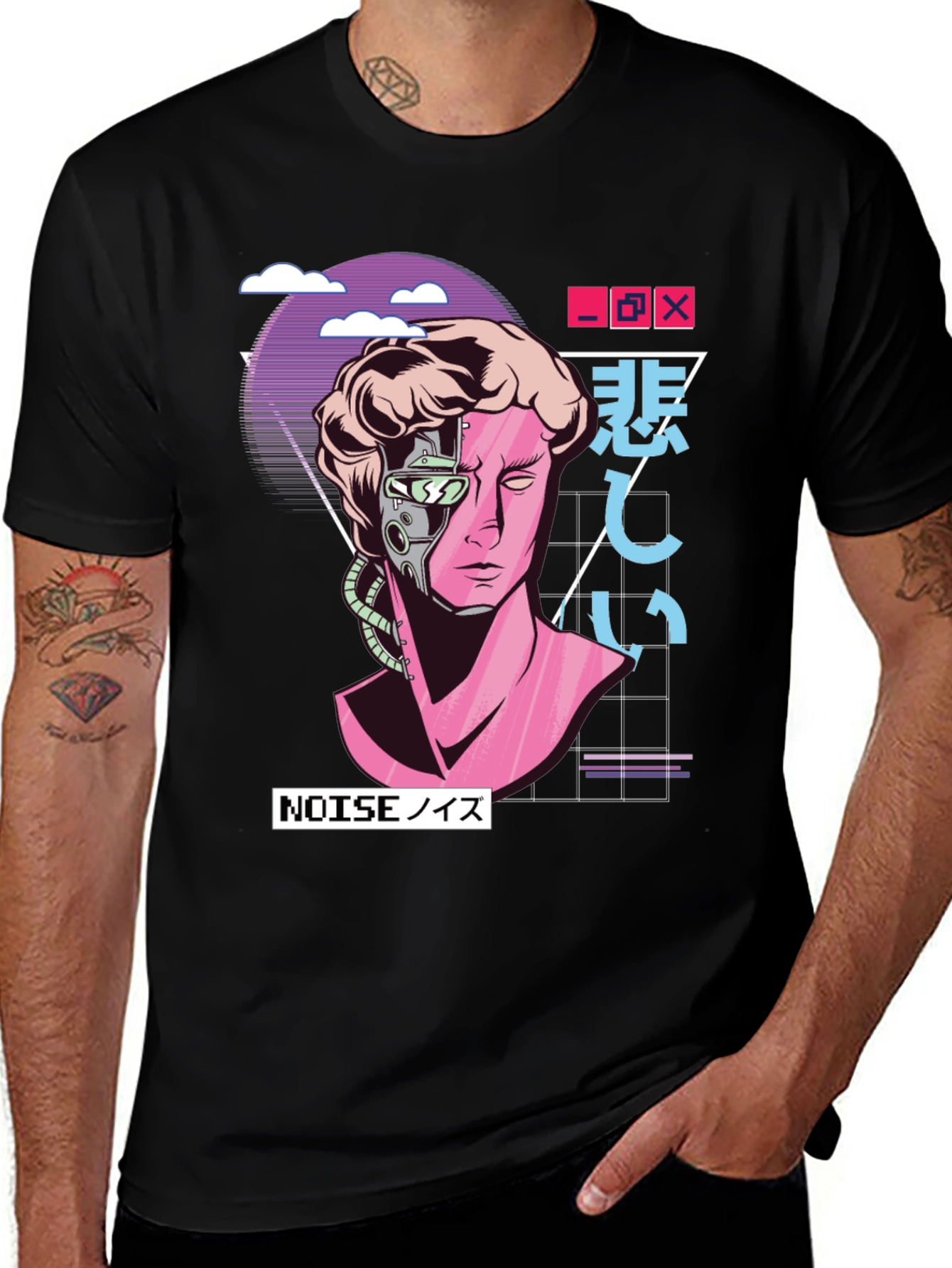 Cyberpunk David T-Shirt - Vaporwave Aesthetic