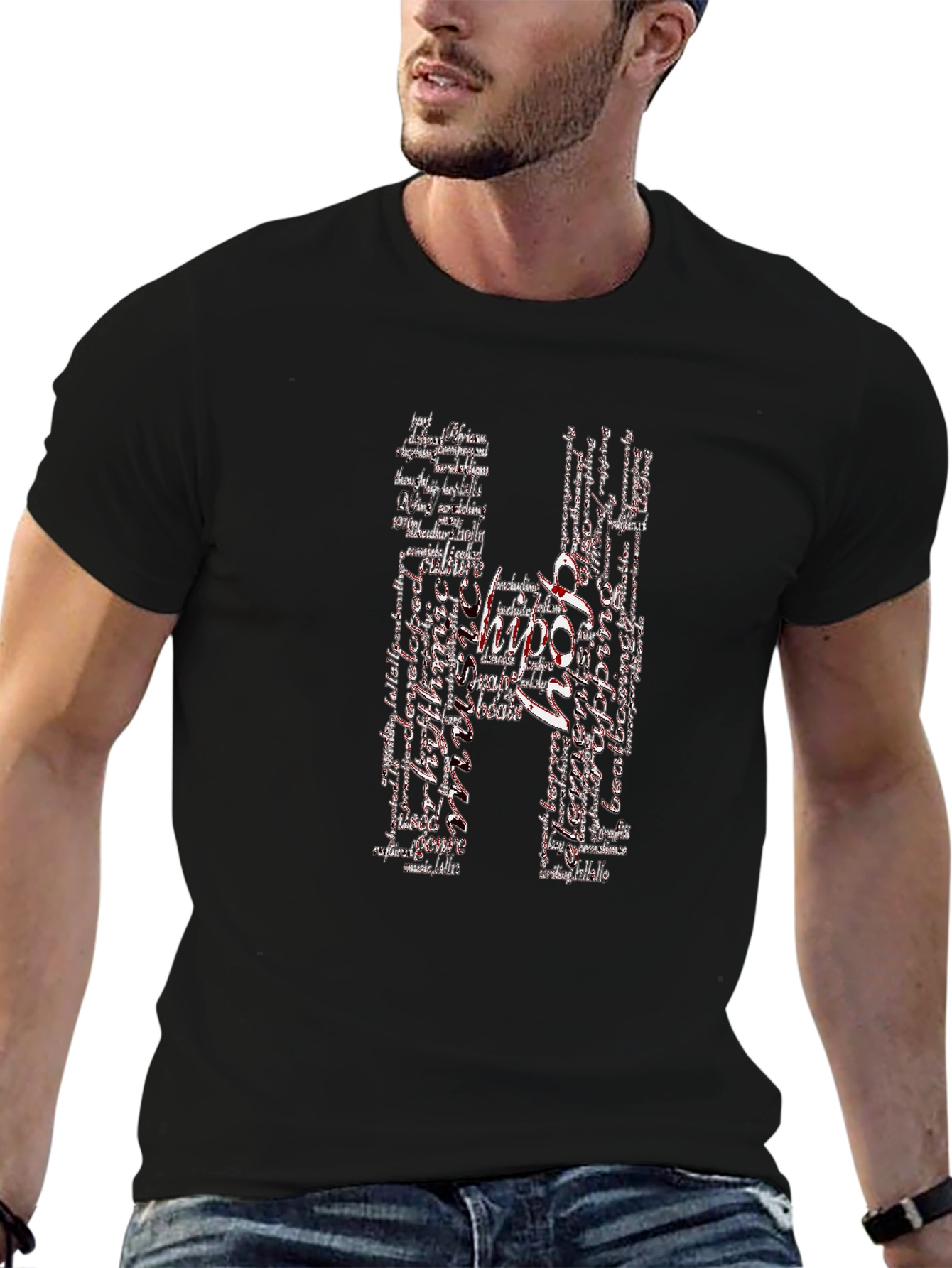 Hippo Word Art Graphic Tee - Black