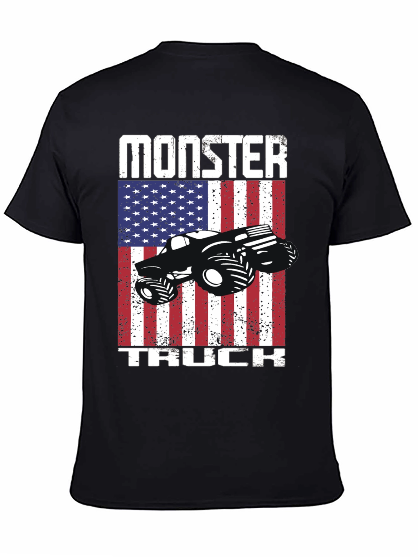 Monster Truck American Flag Patriotic Graphic T-Shirt