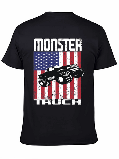 Monster Truck American Flag Patriotic Graphic T-Shirt