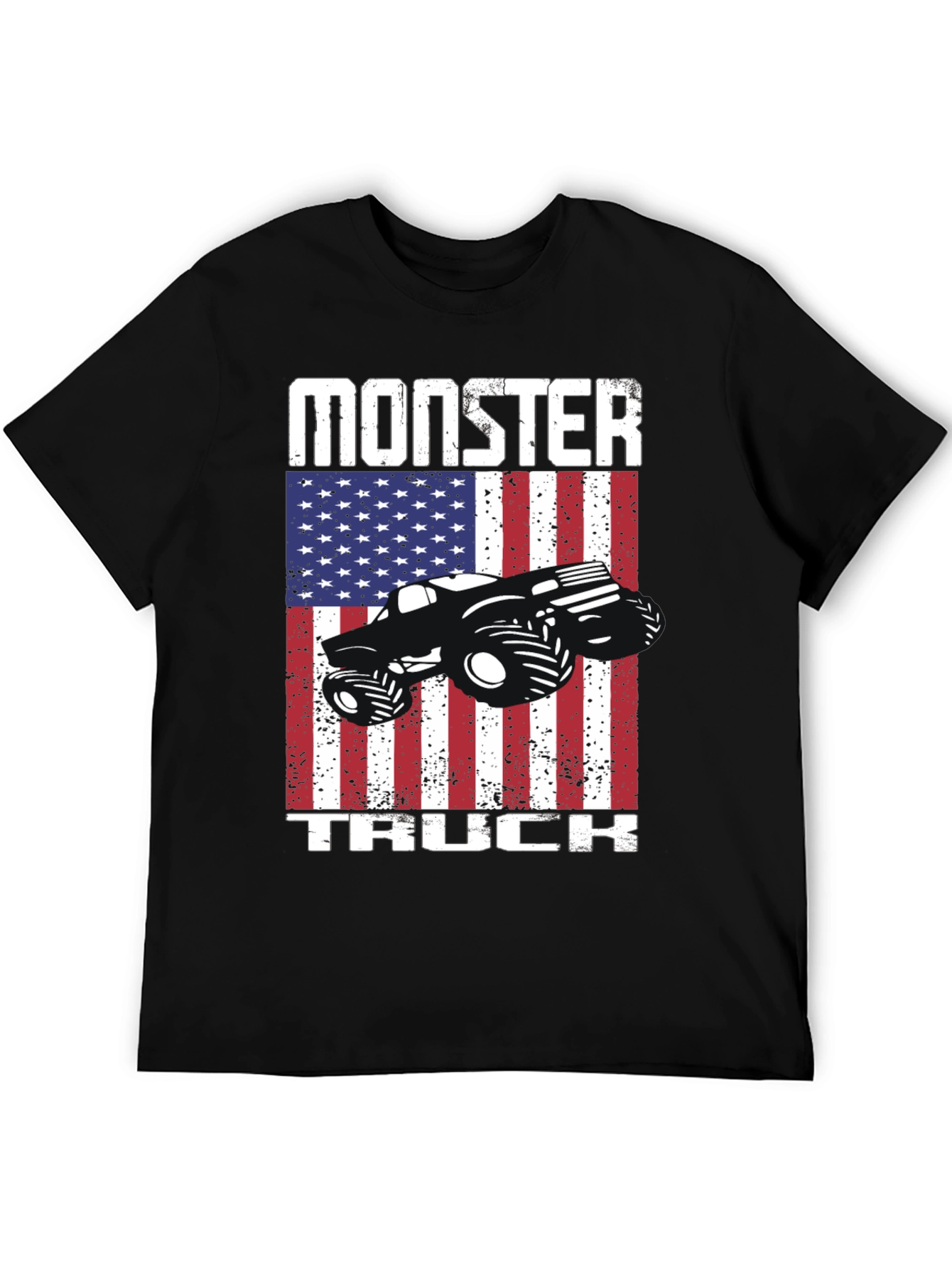 Monster Truck American Flag Patriotic Graphic T-Shirt