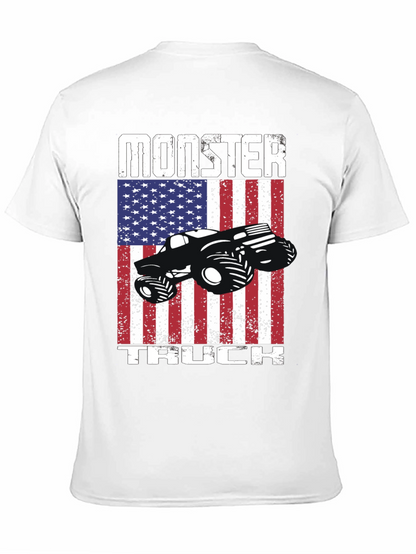 Monster Truck American Flag Patriotic Graphic T-Shirt