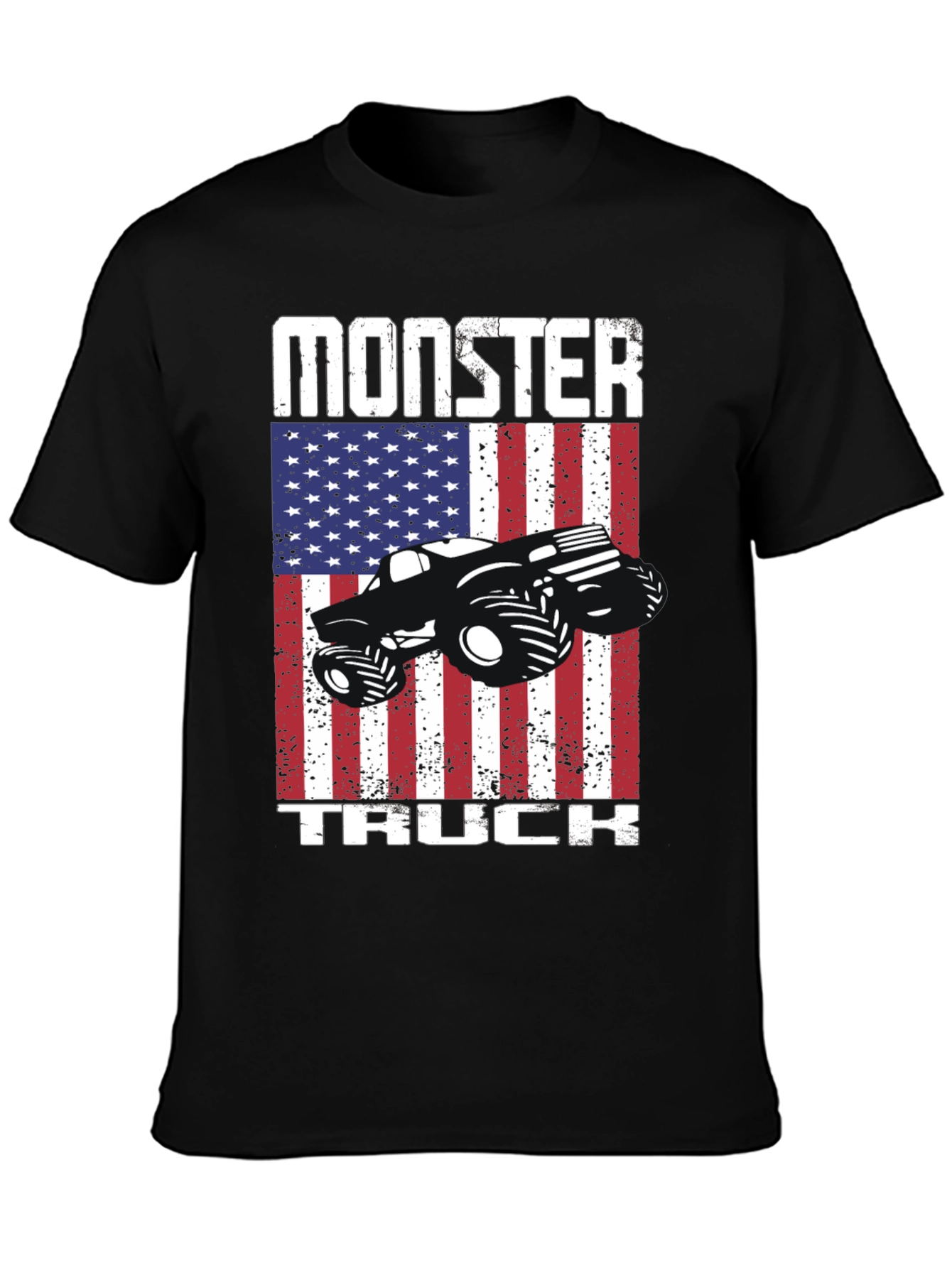 Monster Truck American Flag Patriotic Graphic T-Shirt
