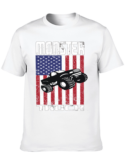 Monster Truck American Flag Patriotic Graphic T-Shirt