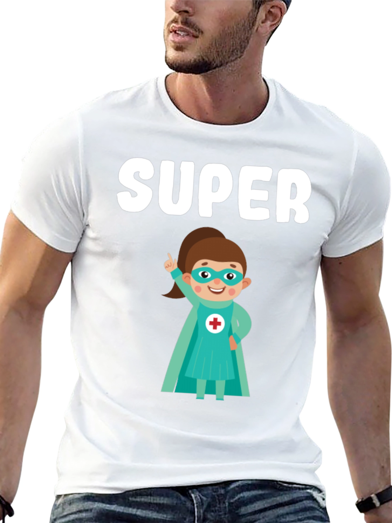 Super Nurse Cartoon T-Shirt - Black