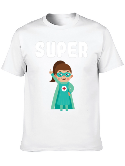 Super Nurse Cartoon T-Shirt - Black