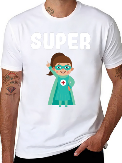 Super Nurse Cartoon T-Shirt - Black