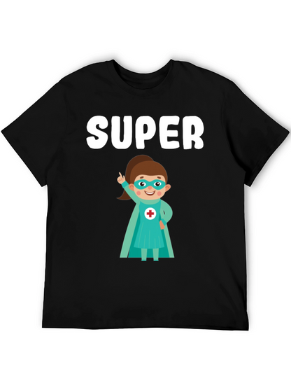 Super Nurse Cartoon T-Shirt - Black