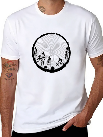 Nature Biker Graphic Tee - Black Cotton T-Shirt