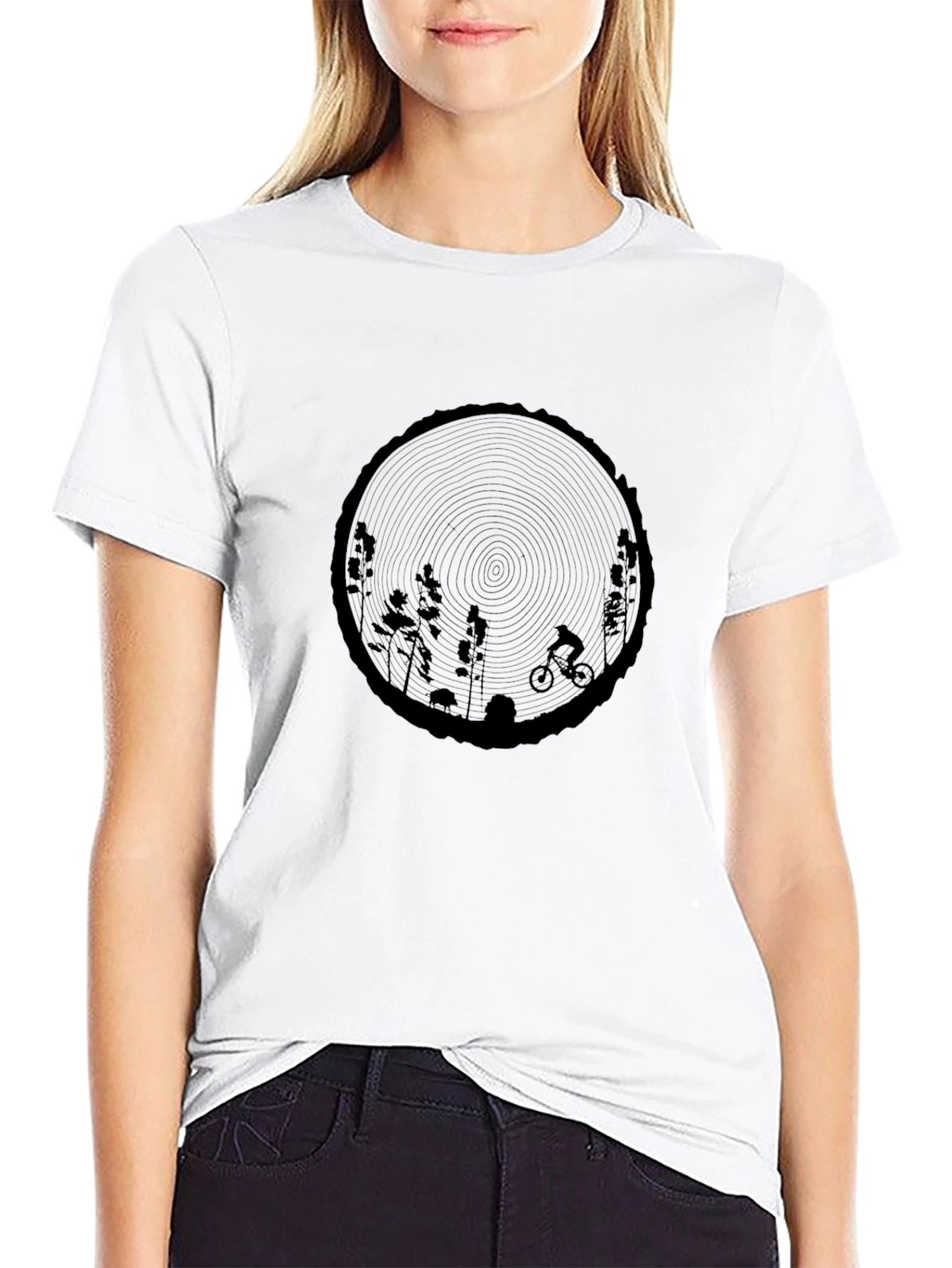 Nature Biker Graphic Tee - Black Cotton T-Shirt