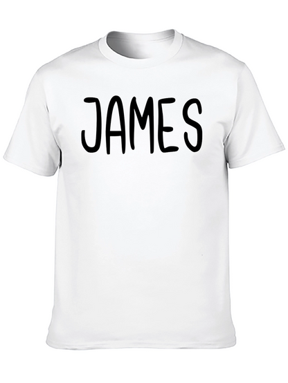 Mens Black Cotton T-Shirt with JAMES Print