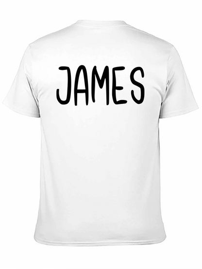 Mens Black Cotton T-Shirt with JAMES Print