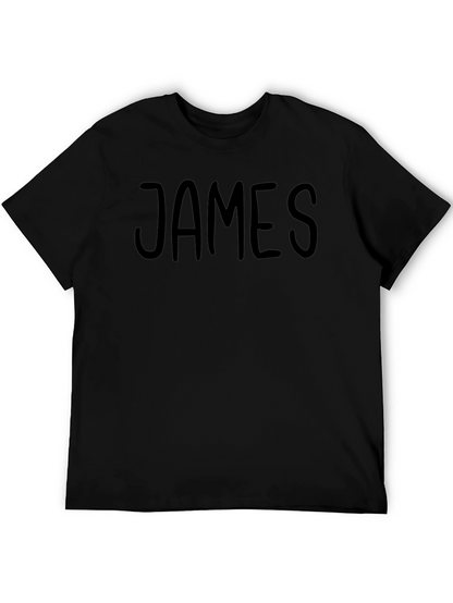 Mens Black Cotton T-Shirt with JAMES Print