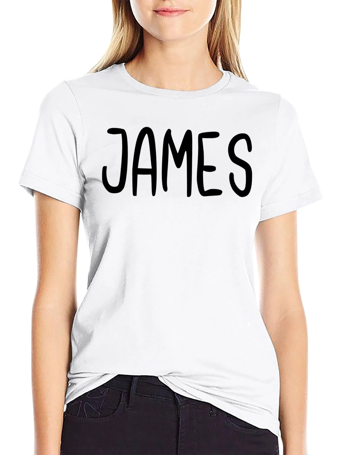 Mens Black Cotton T-Shirt with JAMES Print