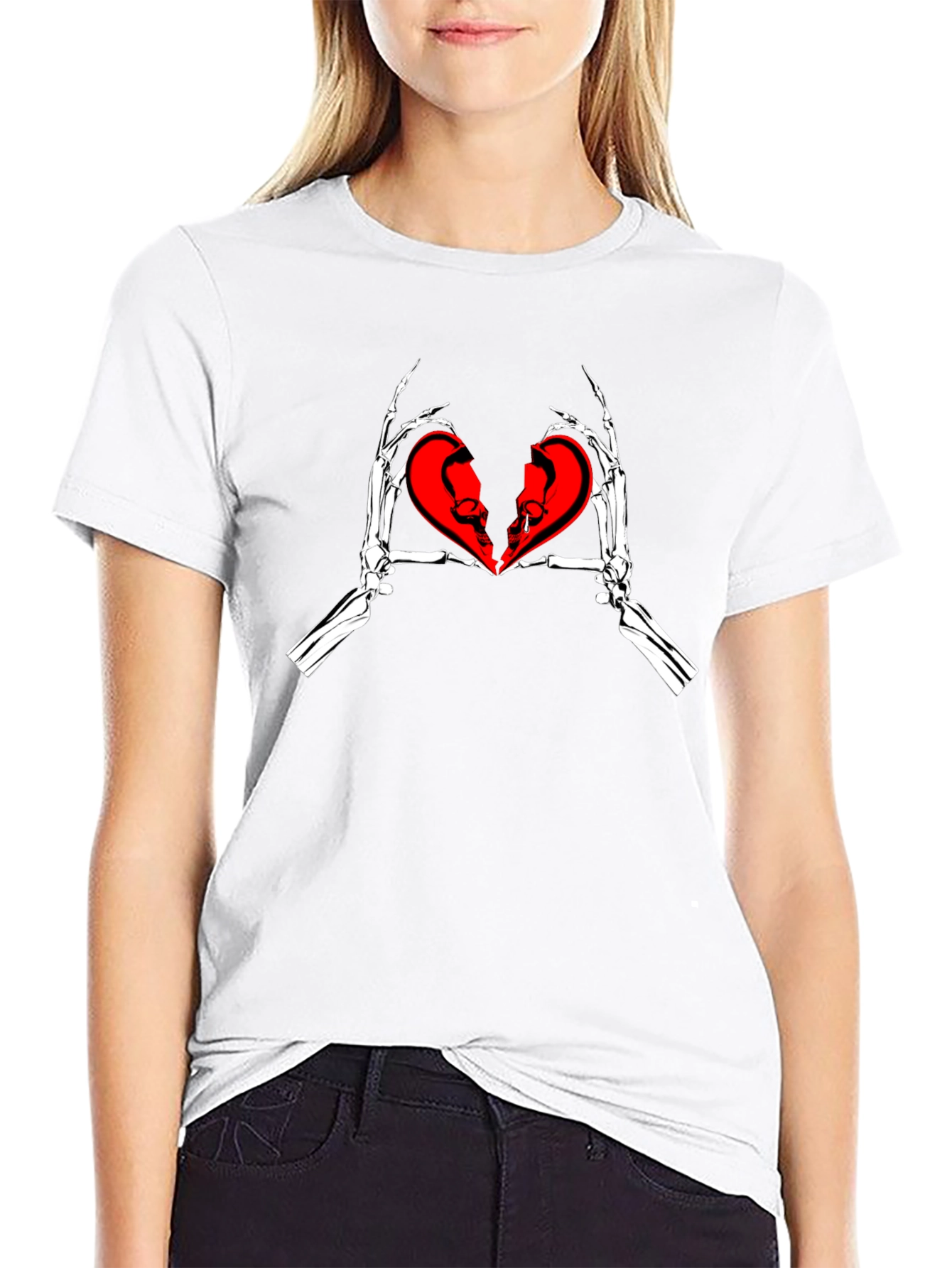 Skeleton Hands Broken Heart T-Shirt