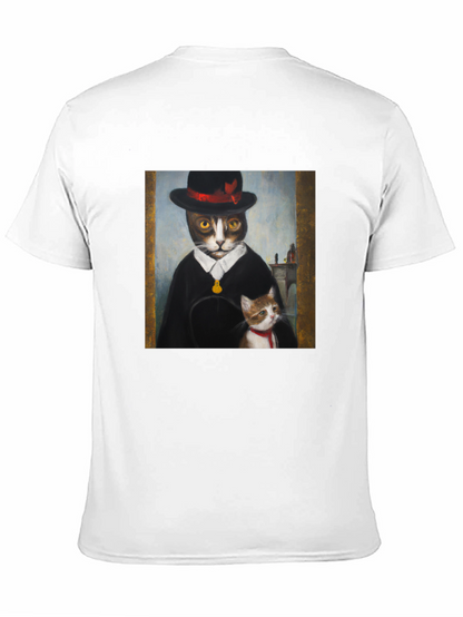 Dapper Cat Portrait T-Shirt - Unique Graphic Tee
