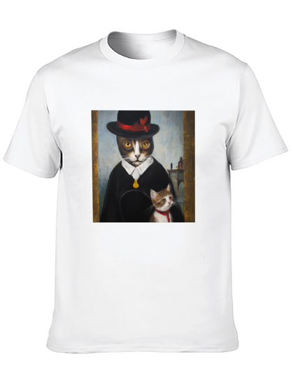 Dapper Cat Portrait T-Shirt - Unique Graphic Tee