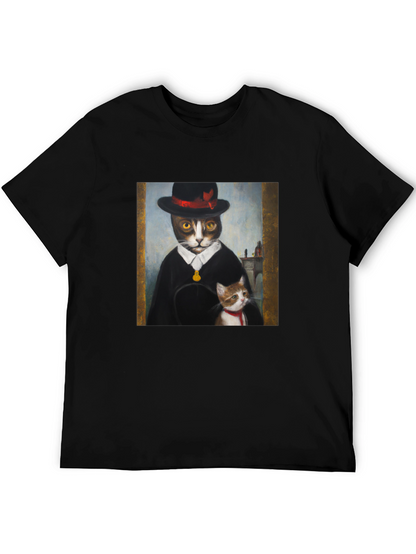 Dapper Cat Portrait T-Shirt - Unique Graphic Tee