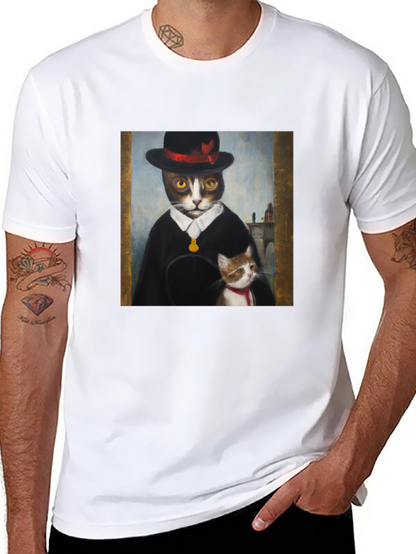 Dapper Cat Portrait T-Shirt - Unique Graphic Tee