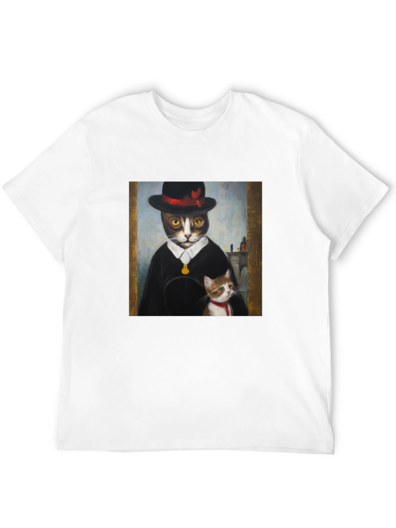 Dapper Cat Portrait T-Shirt - Unique Graphic Tee