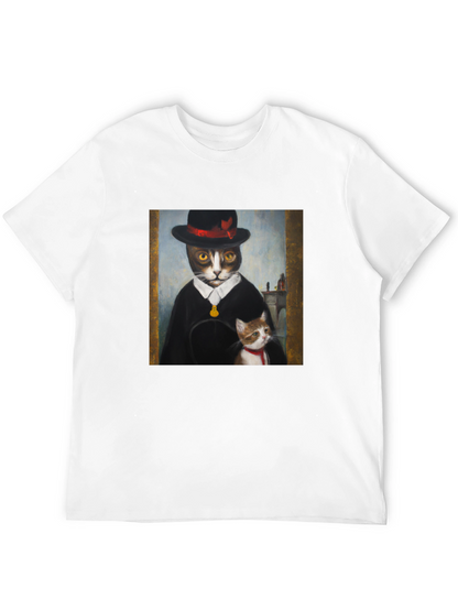 Dapper Cat Portrait T-Shirt - Unique Graphic Tee