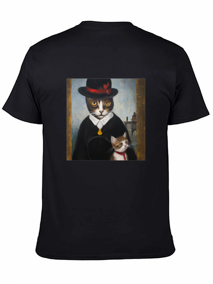 Dapper Cat Portrait T-Shirt - Unique Graphic Tee
