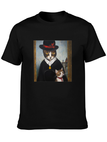 Dapper Cat Portrait T-Shirt - Unique Graphic Tee