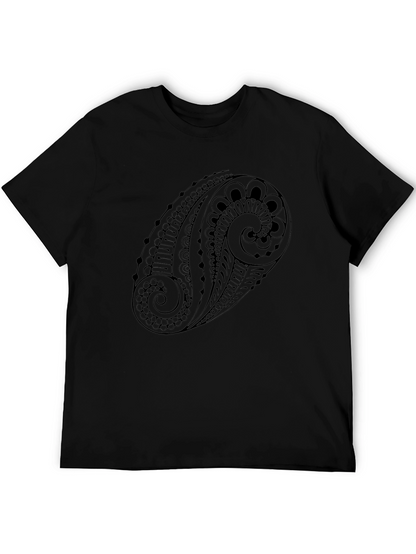 Mens Black Paisley Graphic Tee