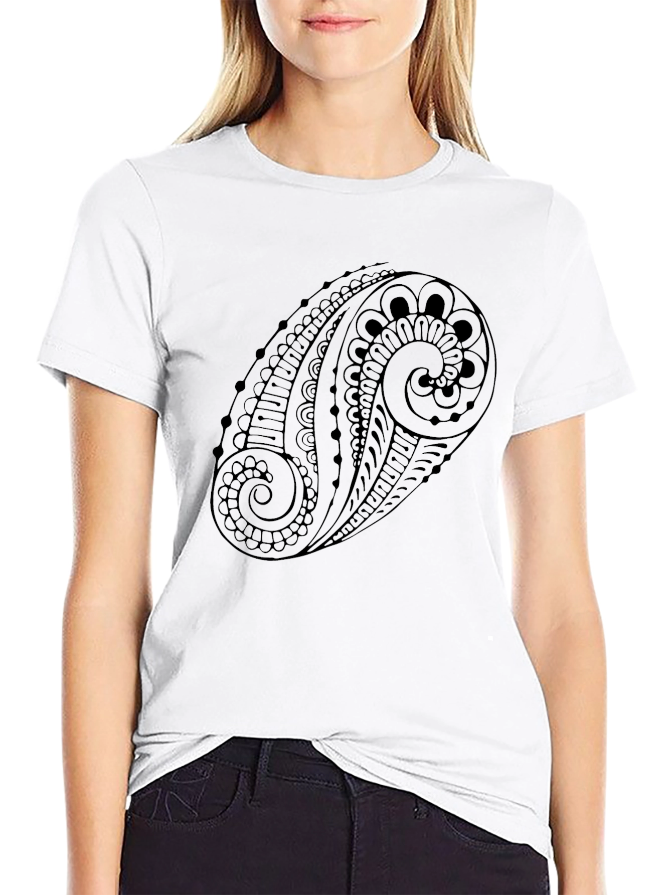 Mens Black Paisley Graphic Tee