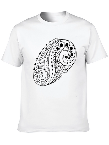 Mens Black Paisley Graphic Tee