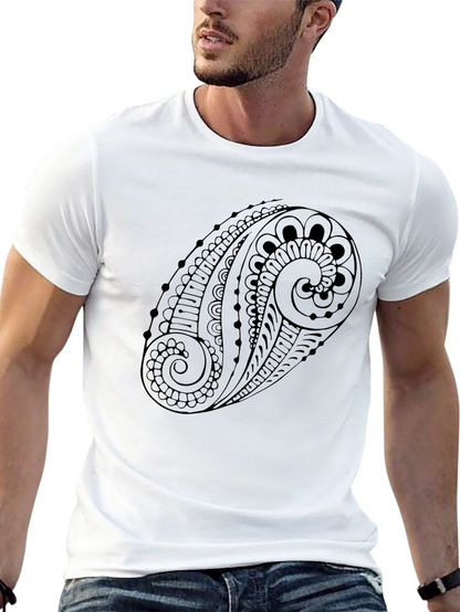 Mens Black Paisley Graphic Tee