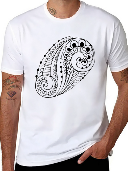 Mens Black Paisley Graphic Tee
