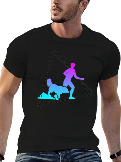 Gradient Runner & Dog Graphic Tee