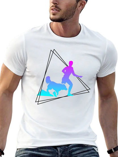 Gradient Runner & Dog Graphic Tee