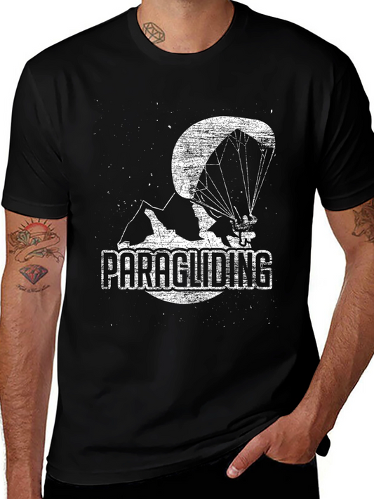 Paragliding Graphic Tee - Black Cotton Blend