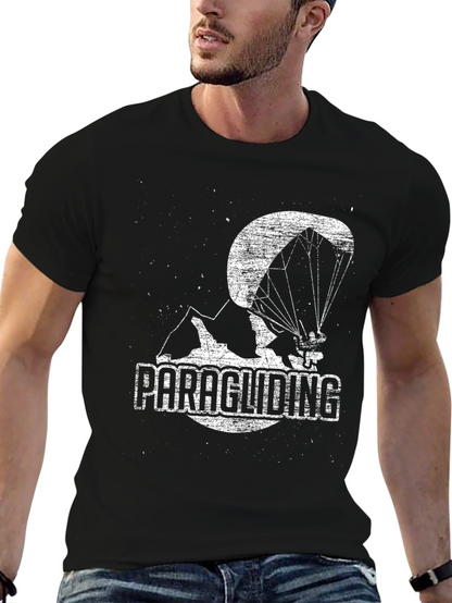 Paragliding Graphic Tee - Black Cotton Blend