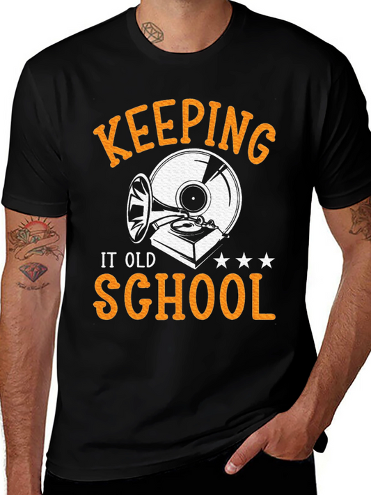 Keeping It Old School Tee - Vintage Record Player Design