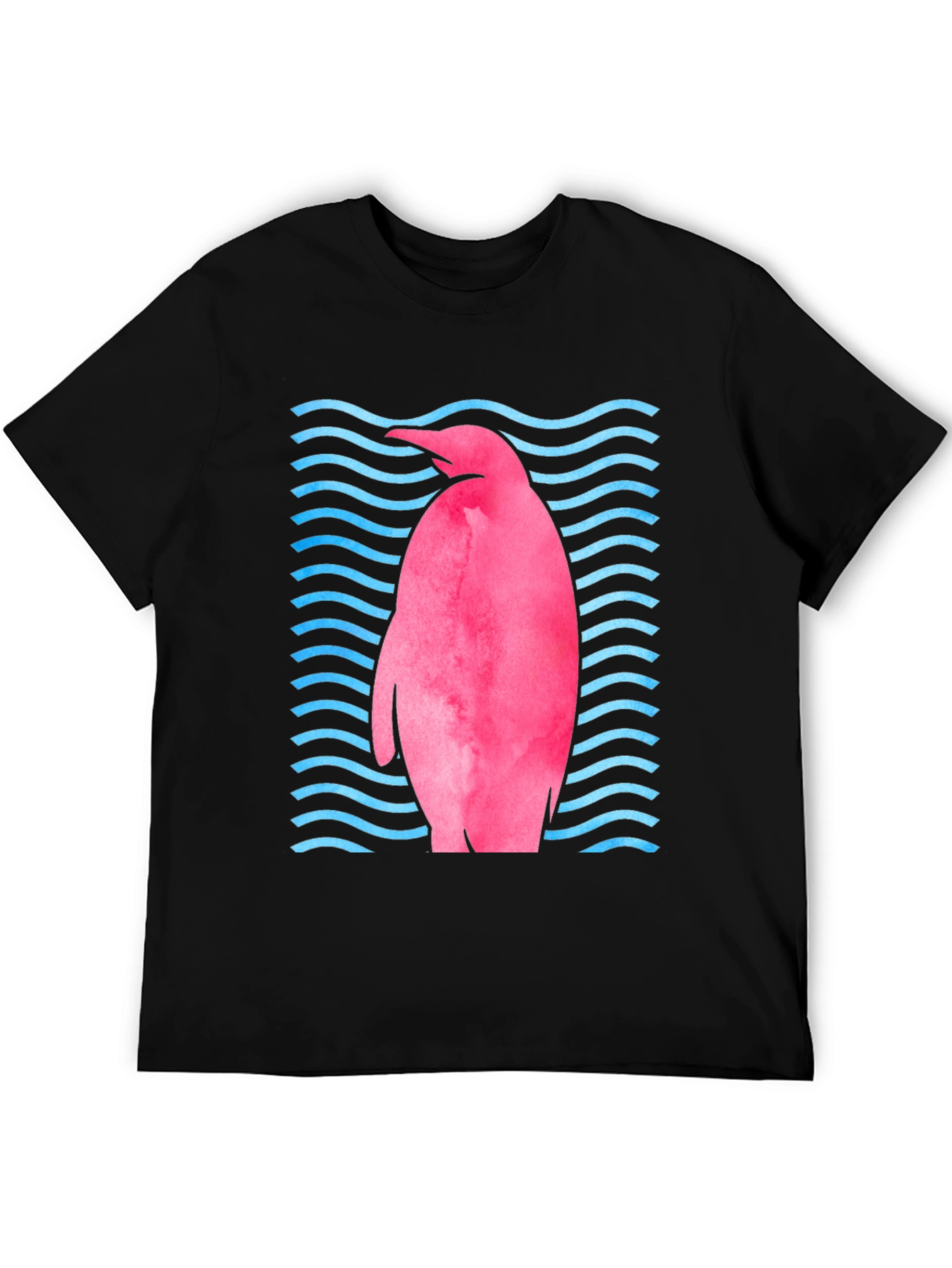 Pink Penguin Wave T-Shirt - Unique Graphic Tee