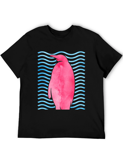 Pink Penguin Wave T-Shirt - Unique Graphic Tee