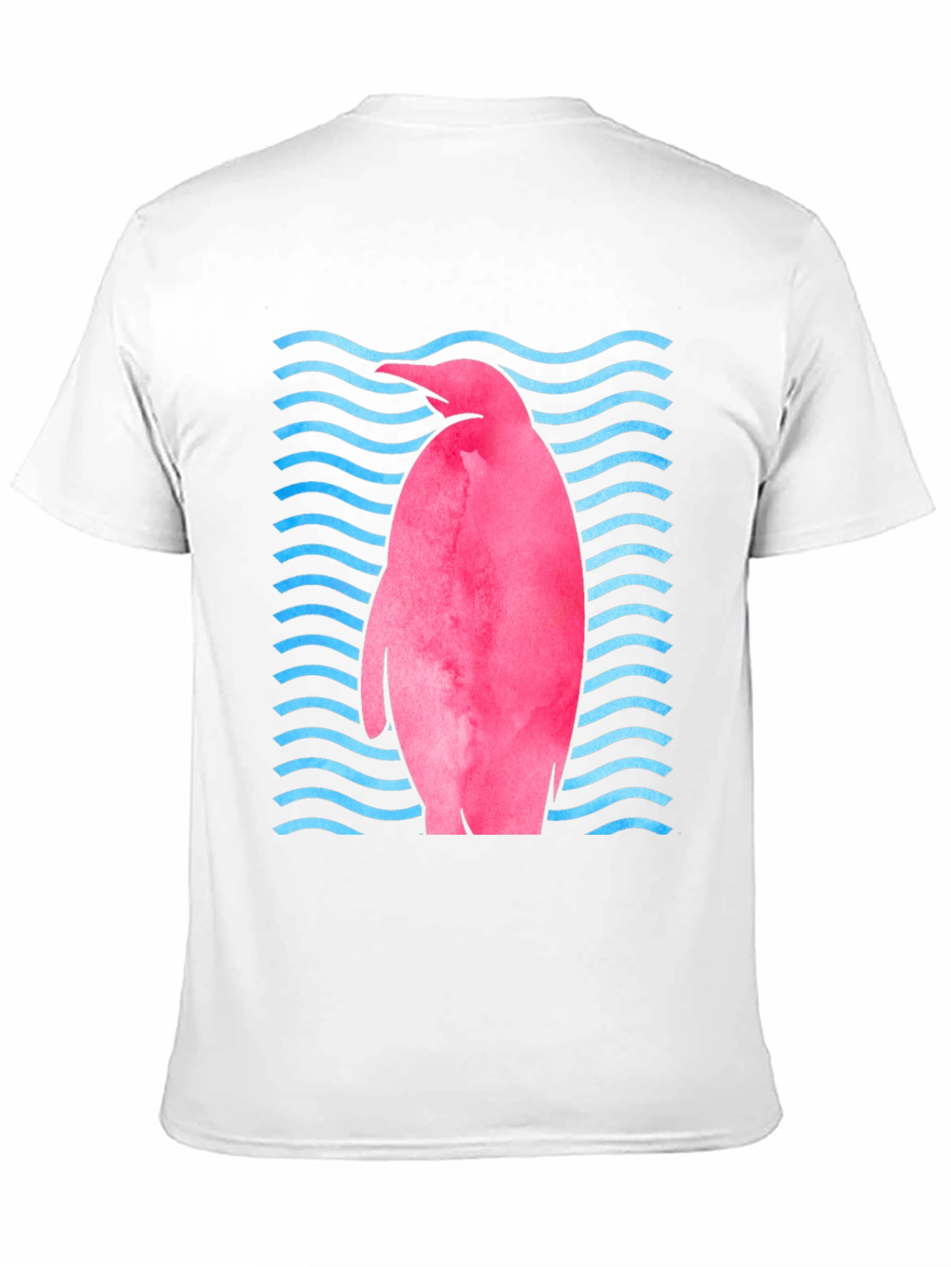 Pink Penguin Wave T-Shirt - Unique Graphic Tee