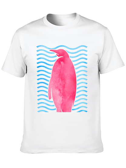 Pink Penguin Wave T-Shirt - Unique Graphic Tee